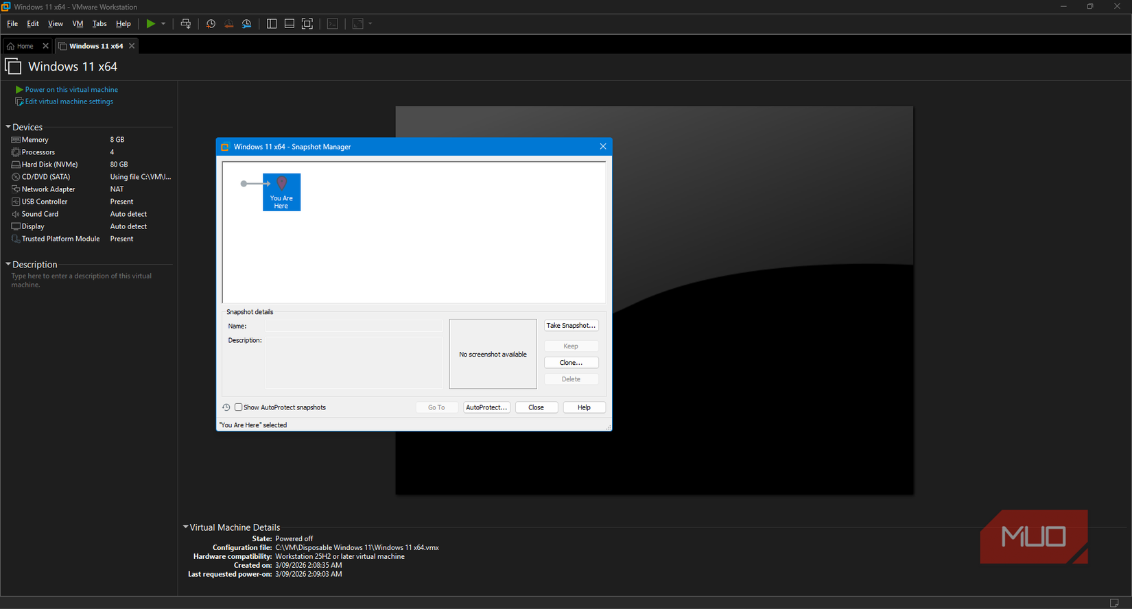 VMware Workstation Pro пеш аз фаъол кардани реҷаи ғайримуқаррарӣ ягон аксҳои VM-ро нишон намедиҳад