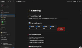 The Learning page in Notion.
