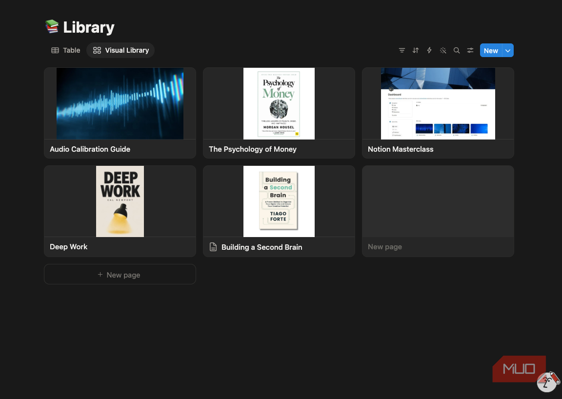 A Notion library home page.