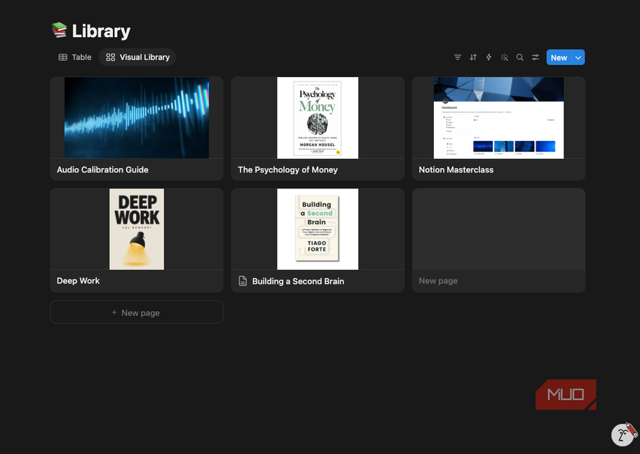 Визуальная библиотека Notion Визуальная библиотека материалов и книг в Notion