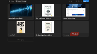 A Notion library home page.