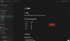 The Life page in Notion.
