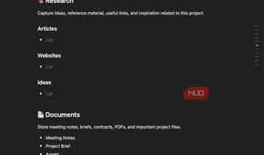 A Notion project research list.