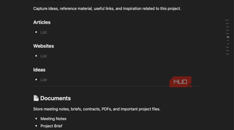 A Notion project research list.
