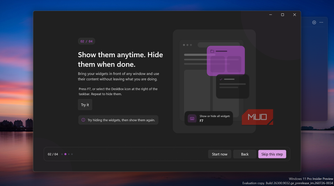 Onboarding guide explaining how to hide widgets