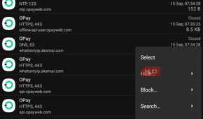 Opay connection list PCAPdroid