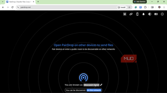 PairDrop file sharing interface on web browser