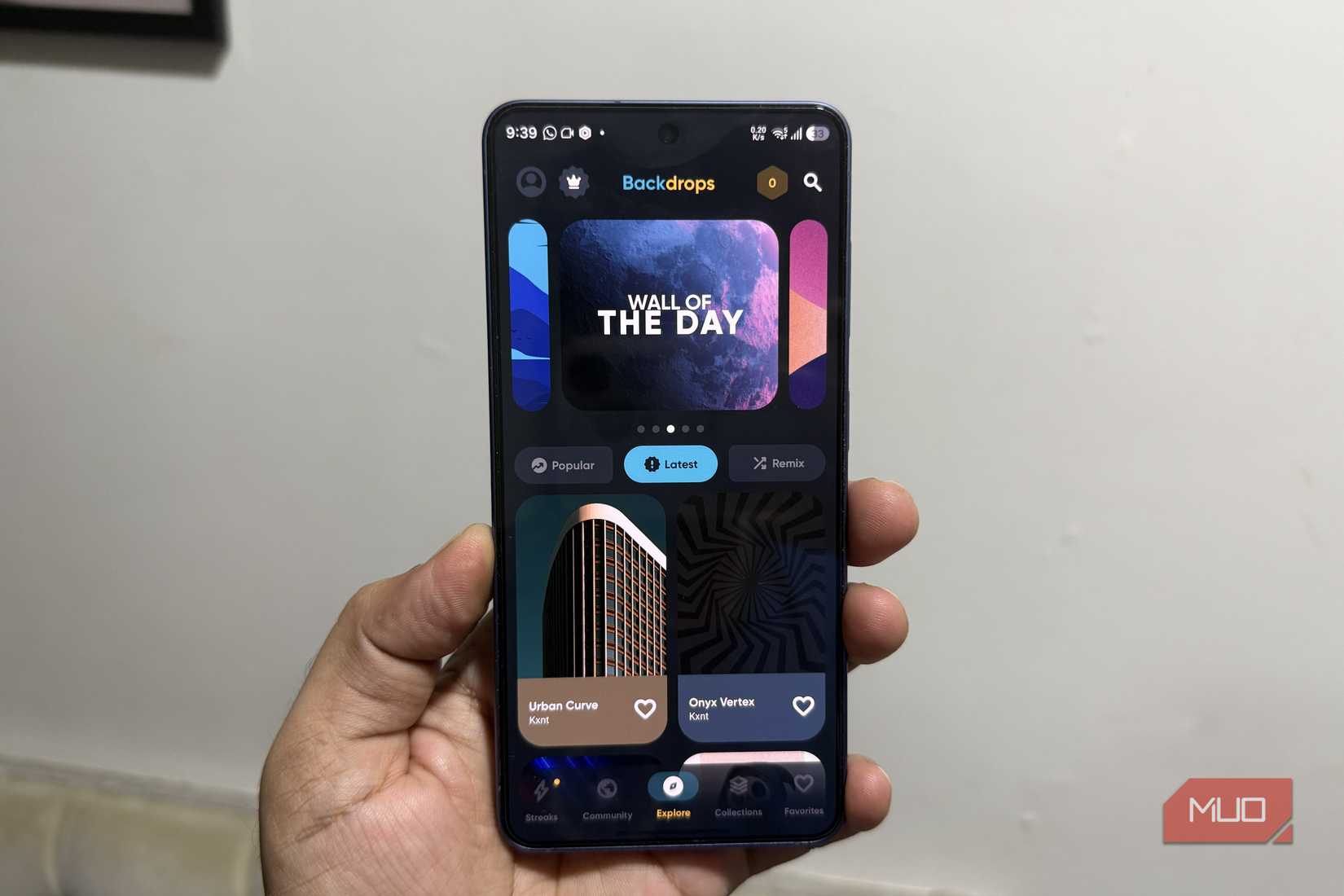 Phone showing backdrops wallpaper app