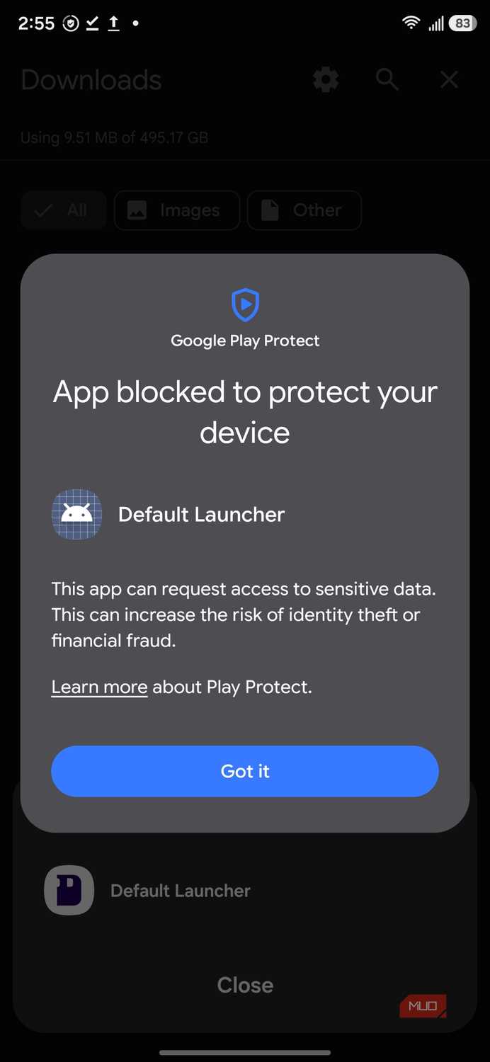 Play Protect blocking the APK