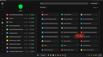 Portmaster showing all active apps on and connection list on Windows 11