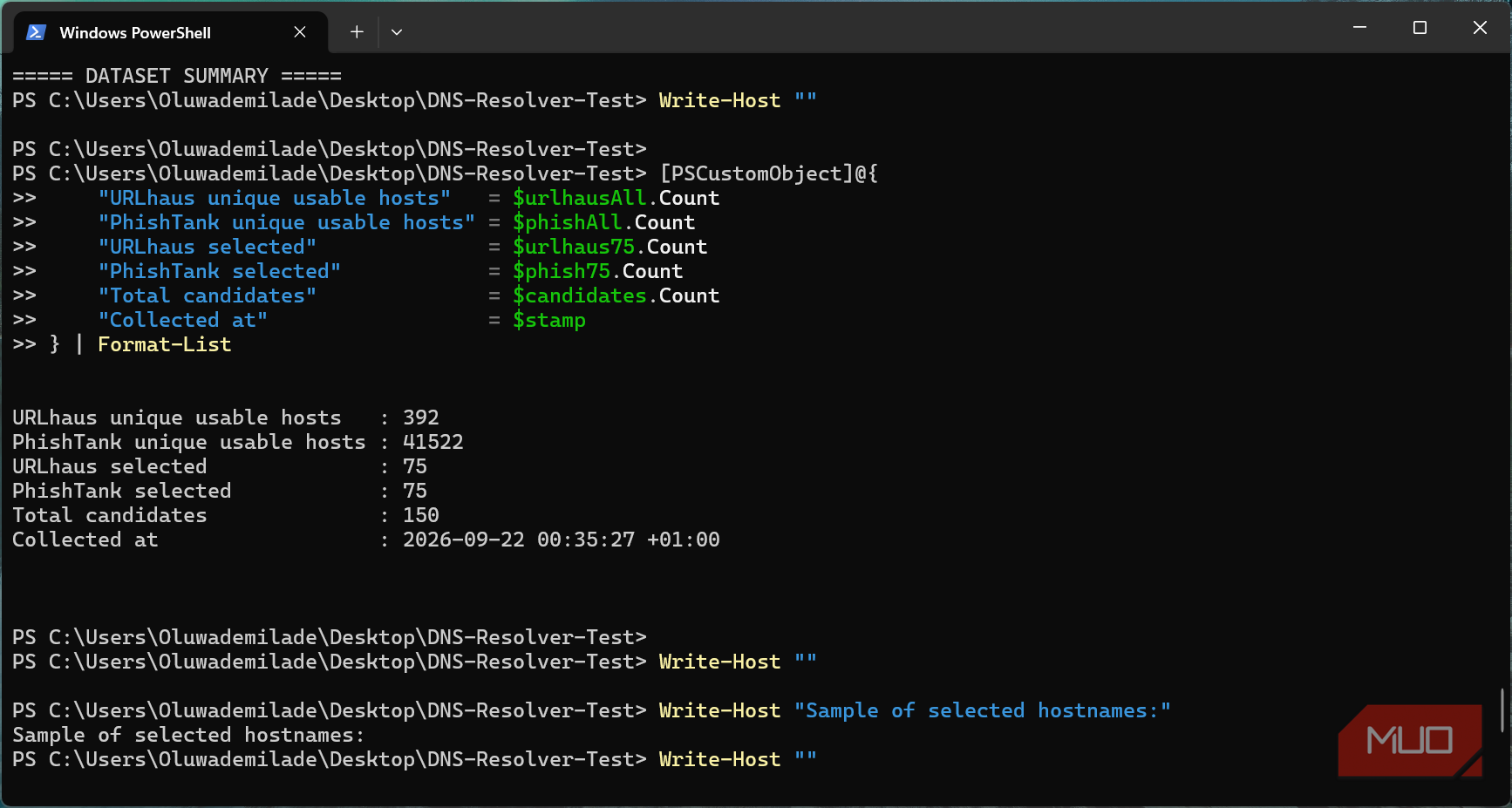 PowerShell dataset summary