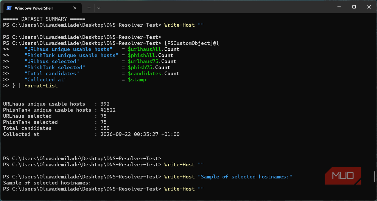 PowerShell dataset summary
