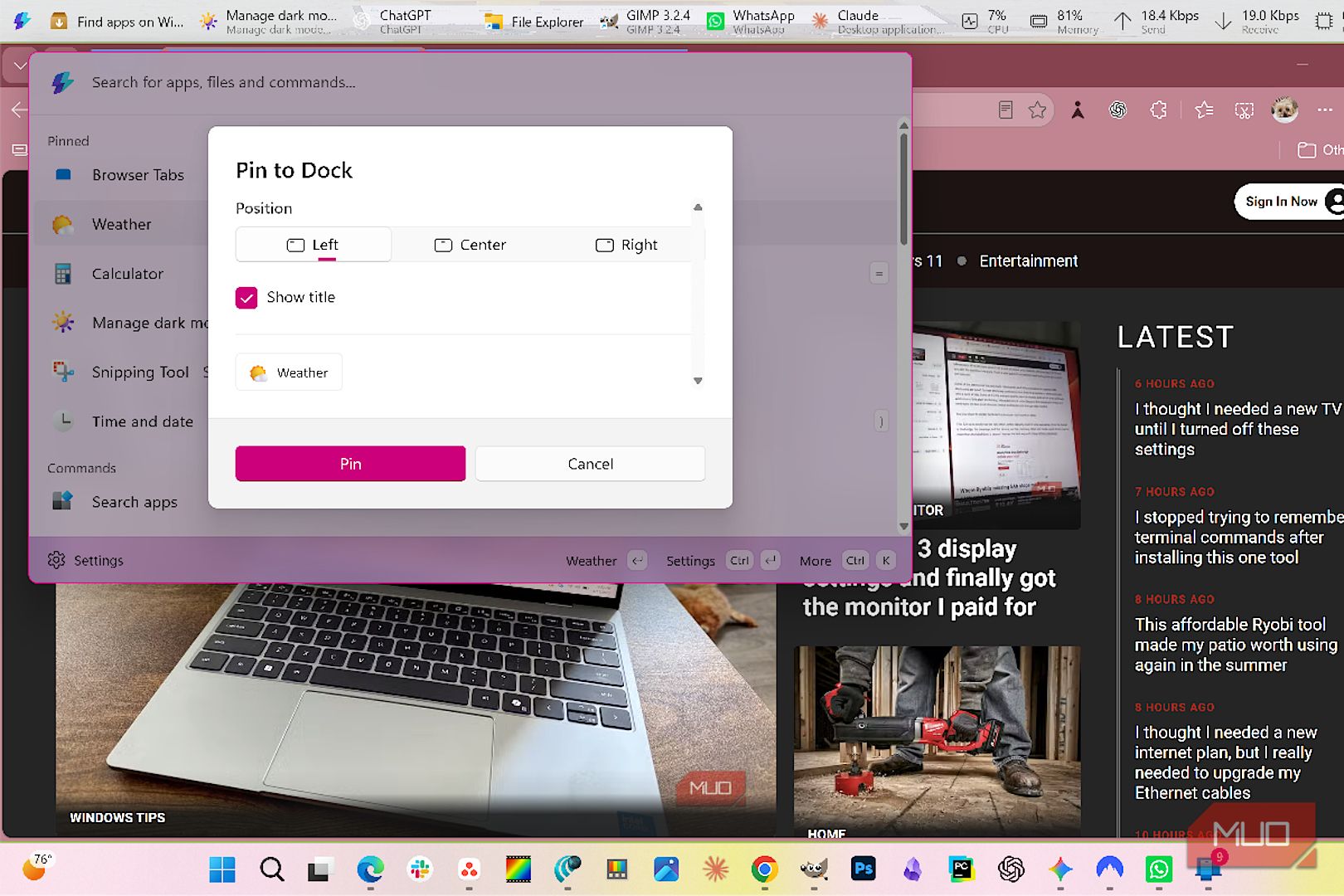 PowerToys Dock для Windows — иллюстрация 3 к материалу
