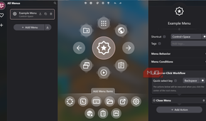 Radial menu creator application interface dashboard