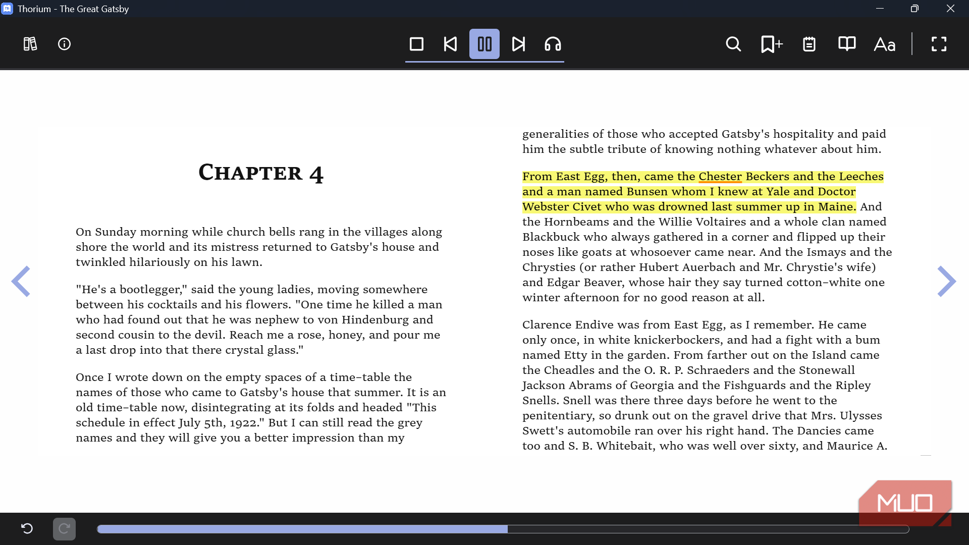 Reading ebook with highlighted text in Thorium Reader