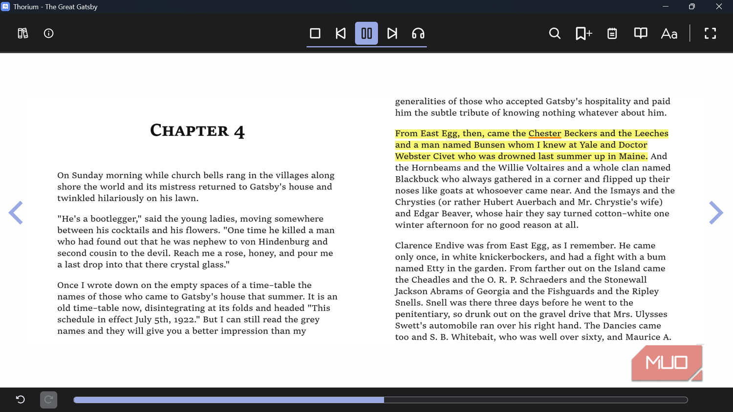 Reading ebook with highlighted text in Thorium Reader