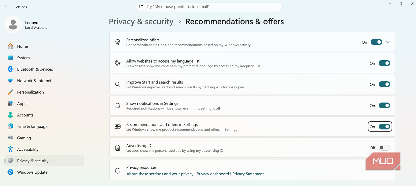 recommendations and offers