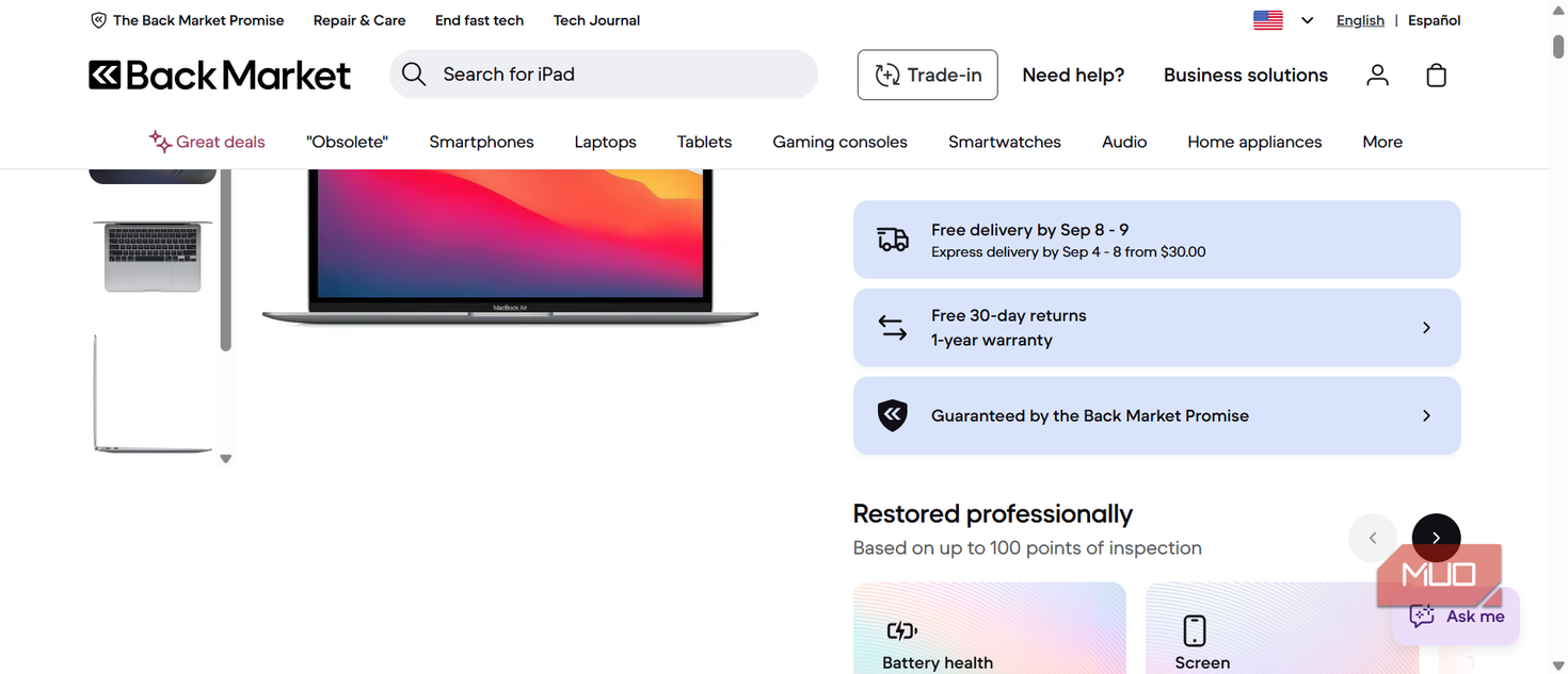 Refurbished Mac Air of Back Market