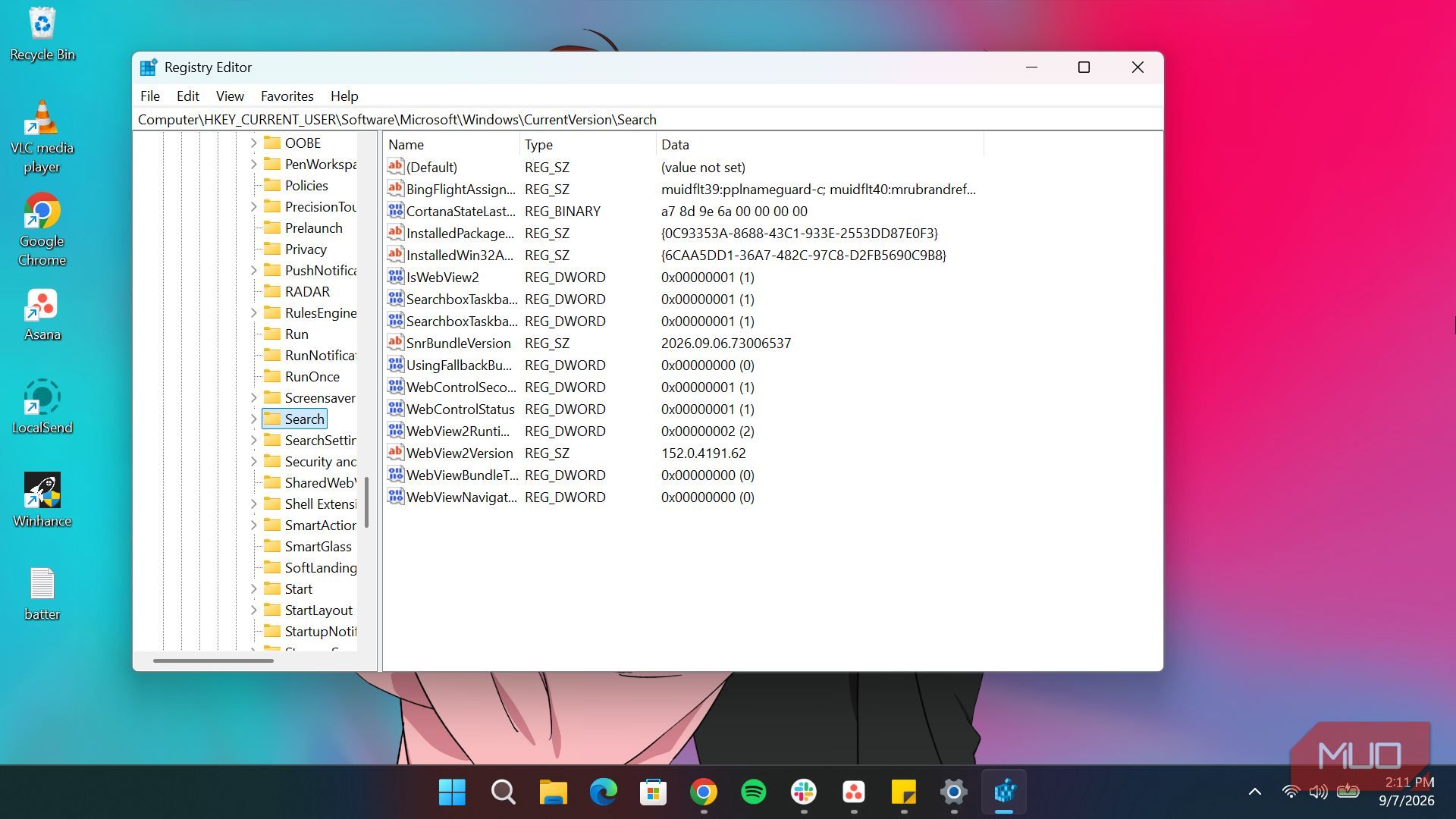 Обновленный интерфейс поиска в параметрах Windows 11