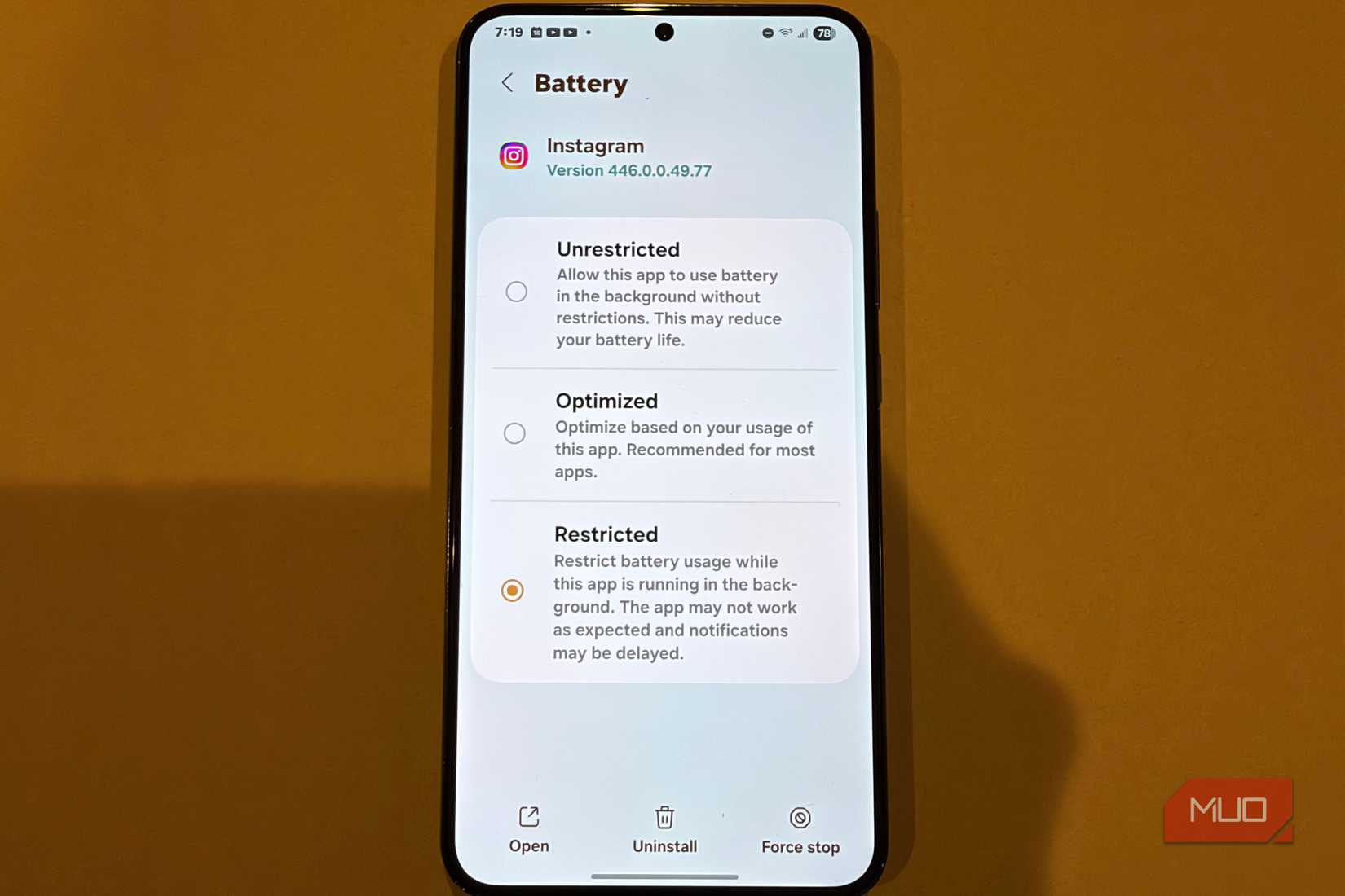 restrict battery instagram