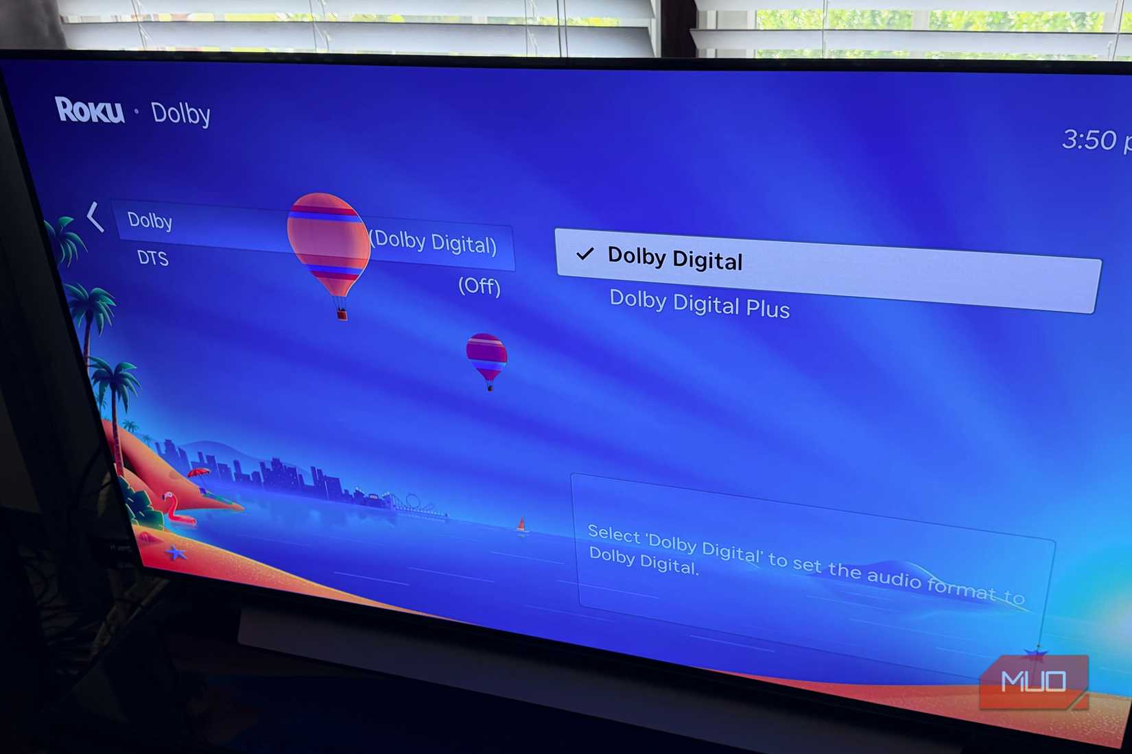 Audio settings on Roku.