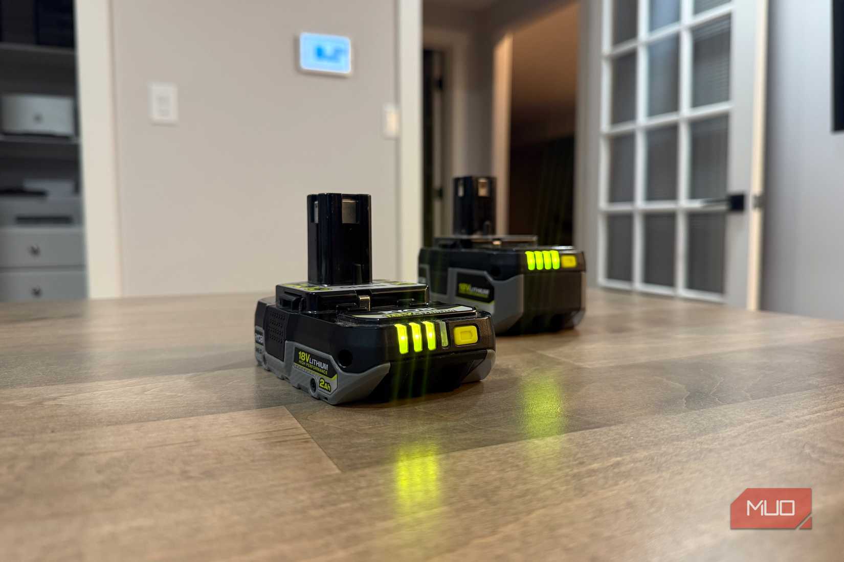 ryobi batteries on desktop