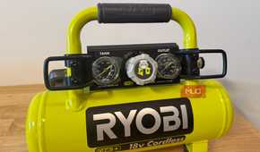 Ryobi cordless compressor with tank and outlet pressure gauges