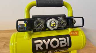 Ryobi cordless compressor with tank and outlet pressure gauges