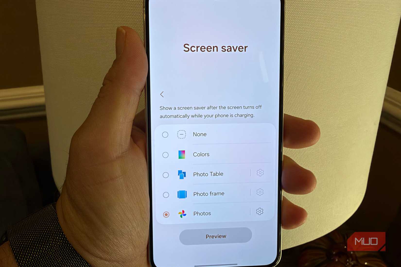 samsung galaxy screen saver options