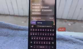 Samsung Galaxy S26 Ultra showing Finder's menu with the Choose apps to search in option