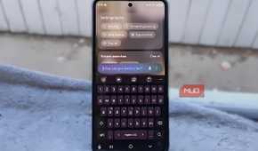 Samsung Galaxy phone showing the Finder search screen with the search bar and keyboard open