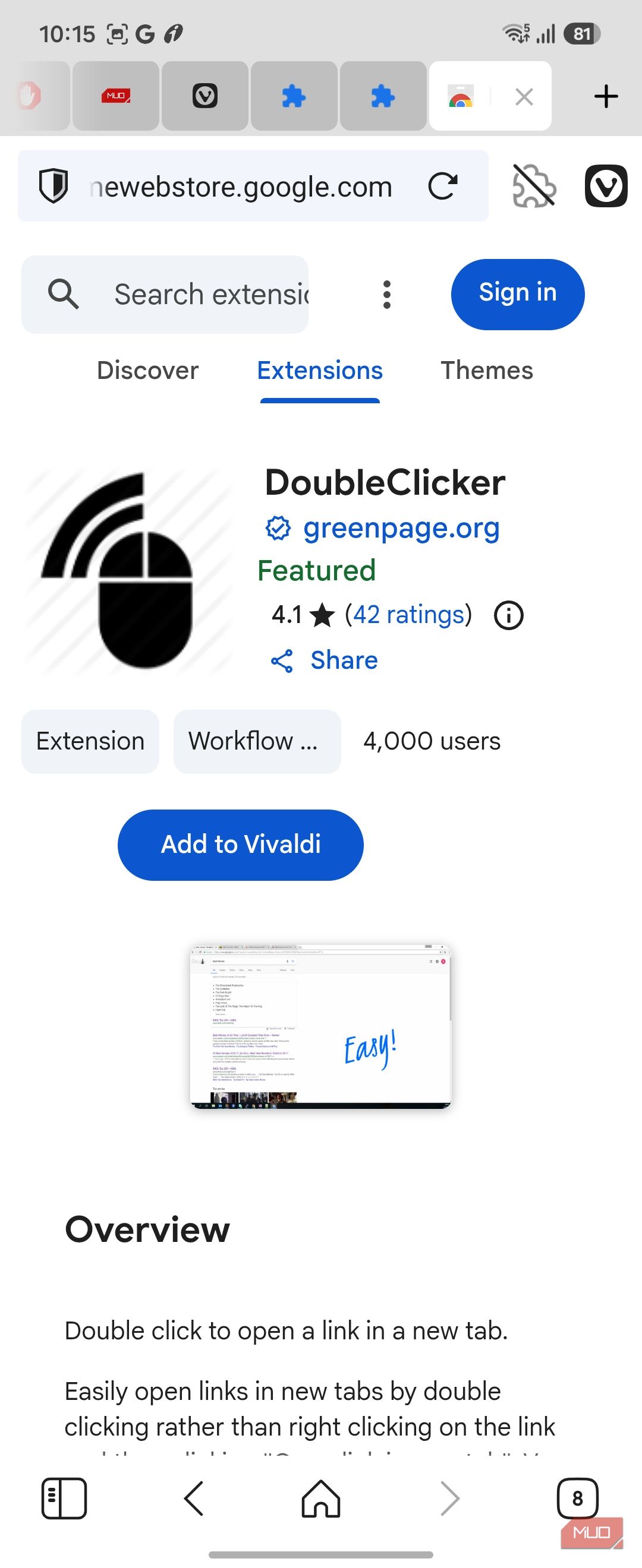 Chrome still can't run its own extensions on Android, but this browser can