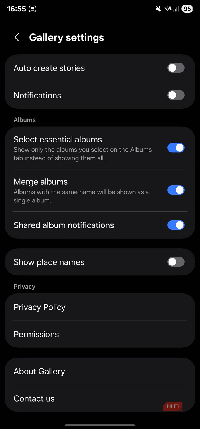 Samsung gallery app settings.-1