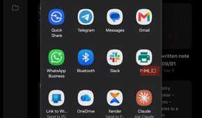 Apps options to share Samsung Notes file to.