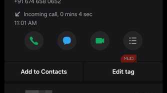 Samsung Phone call log with custom tag
