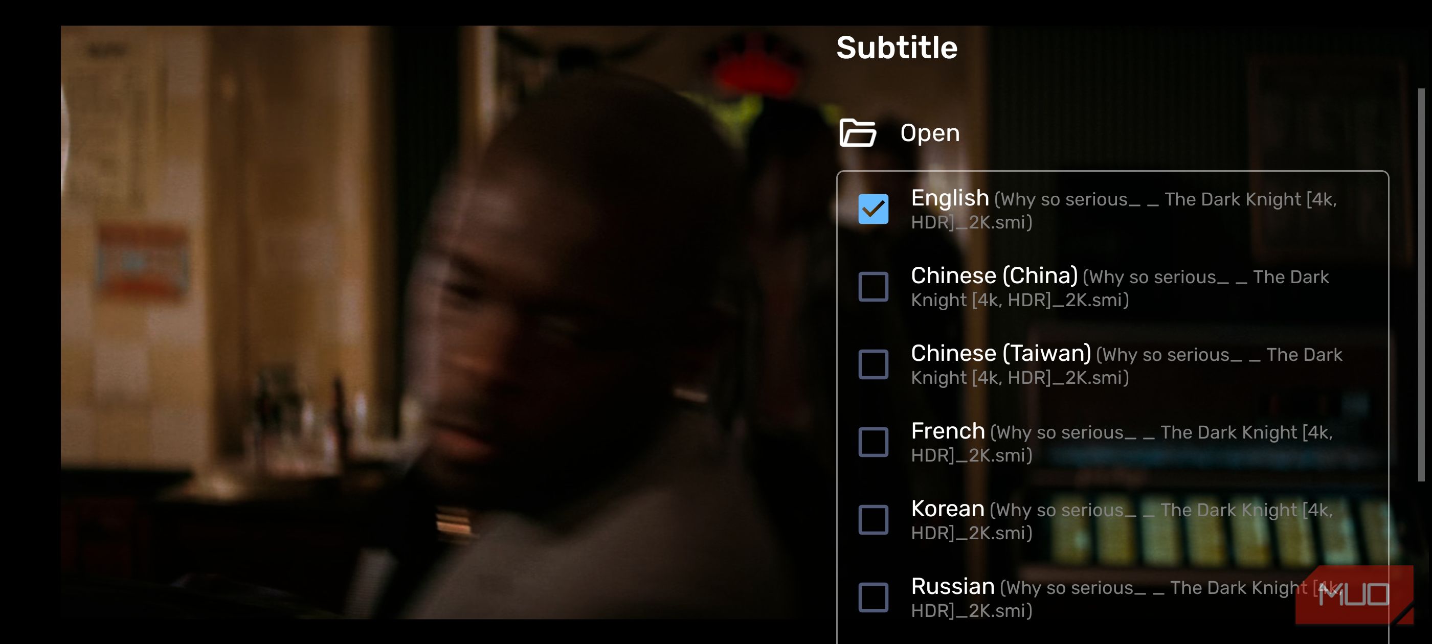 a screenshot of subtitle options on mx player on android