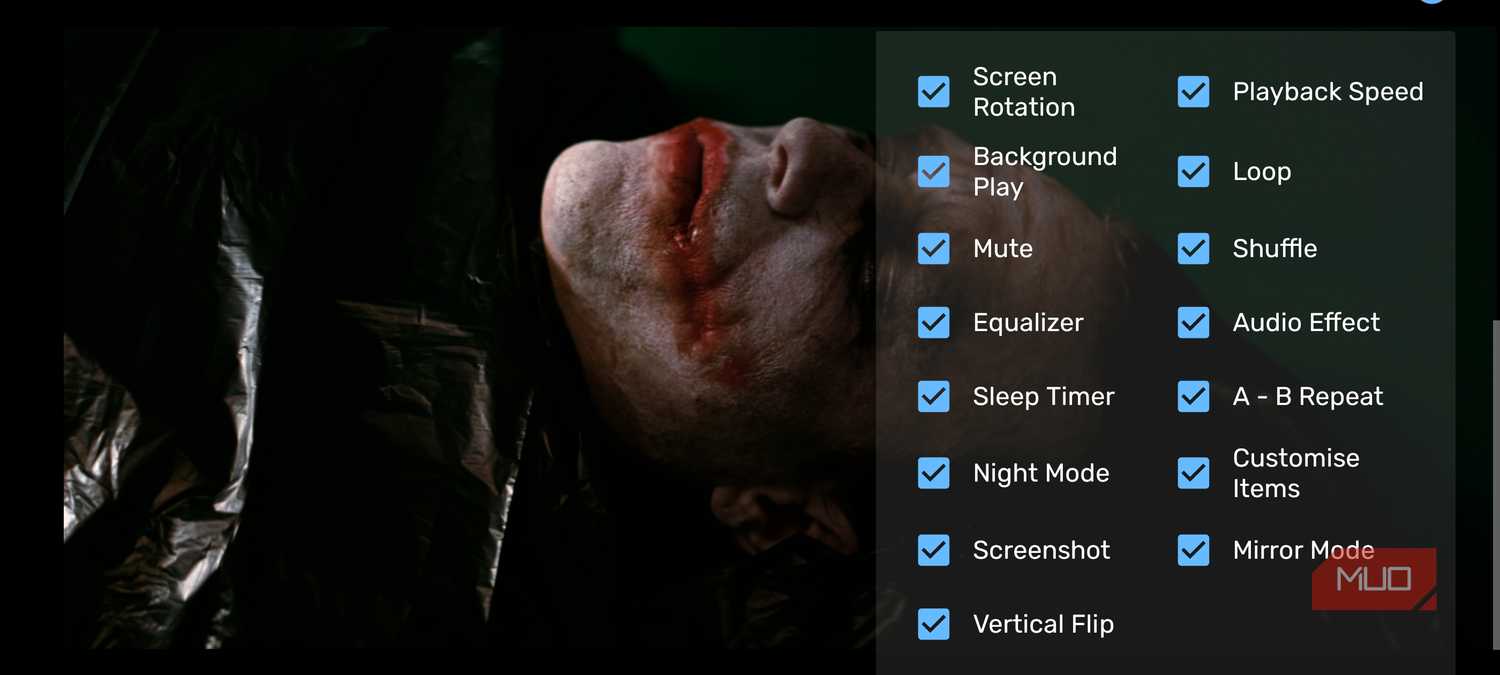 a screenshot of options on mx player on vivo x300 pro