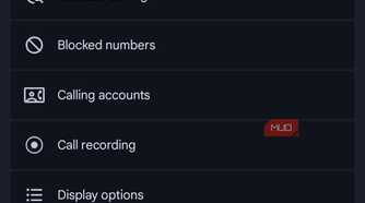the settings page of the phone app on Android