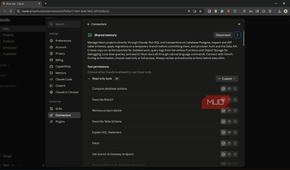 Shared memory connector in Claude showing its tool permissions.