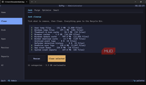 Sifty app showing junk cleanup tool interface