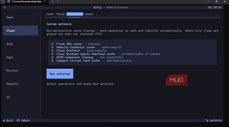 Sifty system optimization and cache cleanup tool.