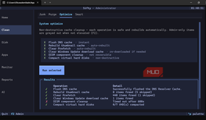Sifty system optimization and cache cleanup tool