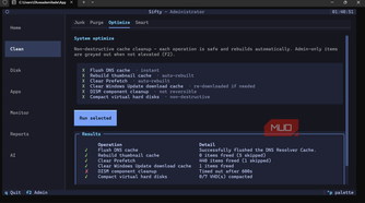 Sifty system optimization and cache cleanup tool