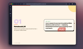 Slide 01 on NotebookLM, describing it as a study tool built from uploaded sources