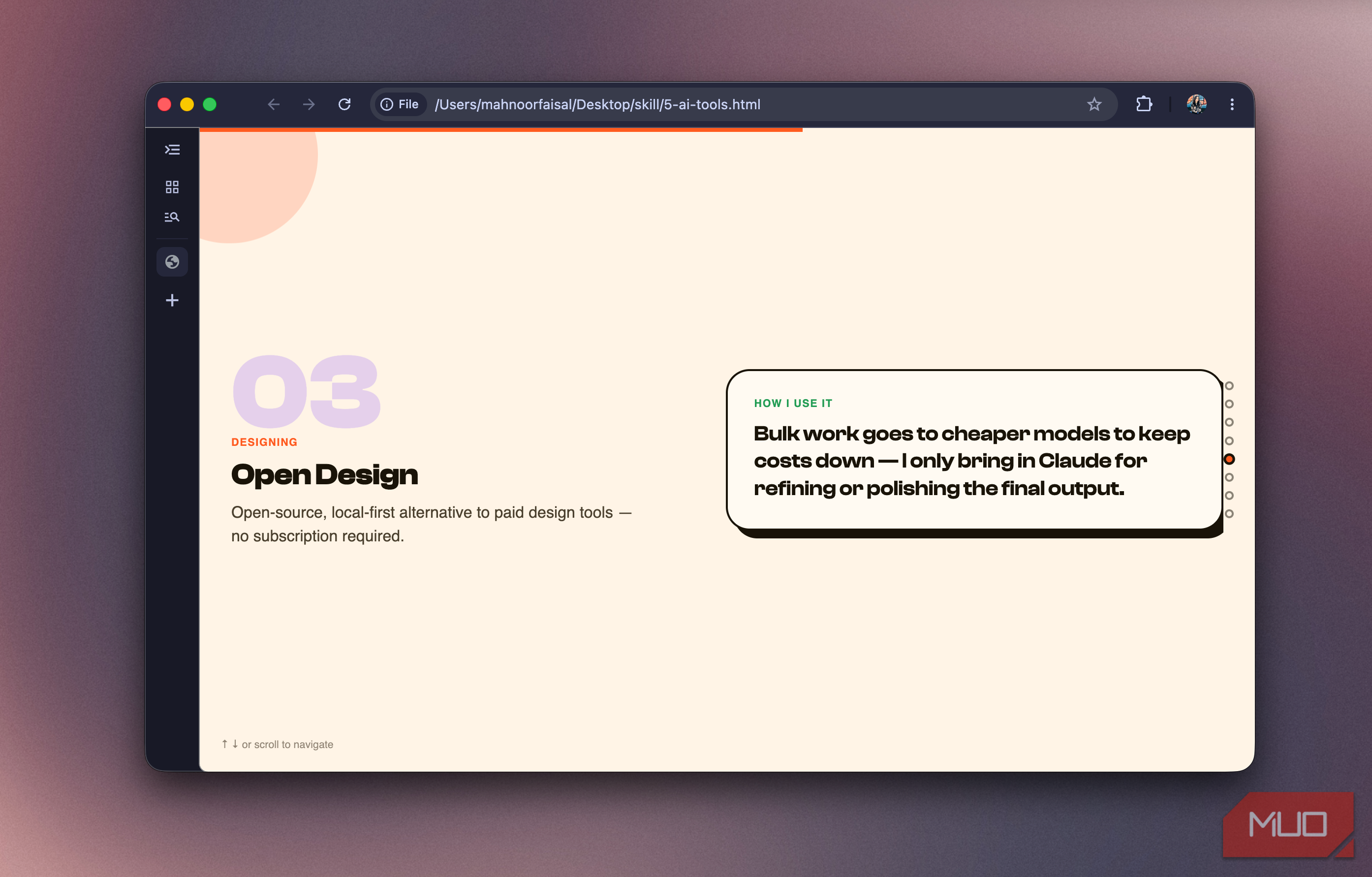 Slide 03 on Open Design, an open-source local-first alternative to paid design tools