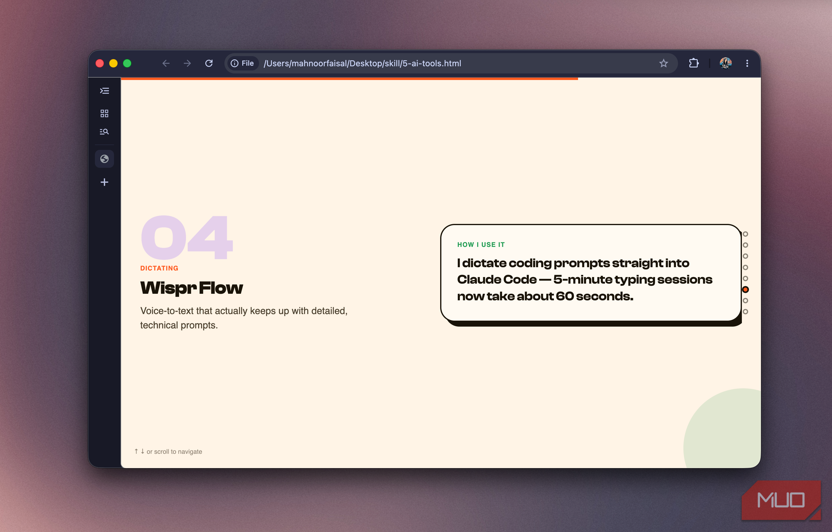 Slide 04 on Wispr Flow, a voice-to-text tool for dictating technical prompts