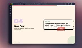 Slide 04 on Wispr Flow, a voice-to-text tool for dictating technical prompts