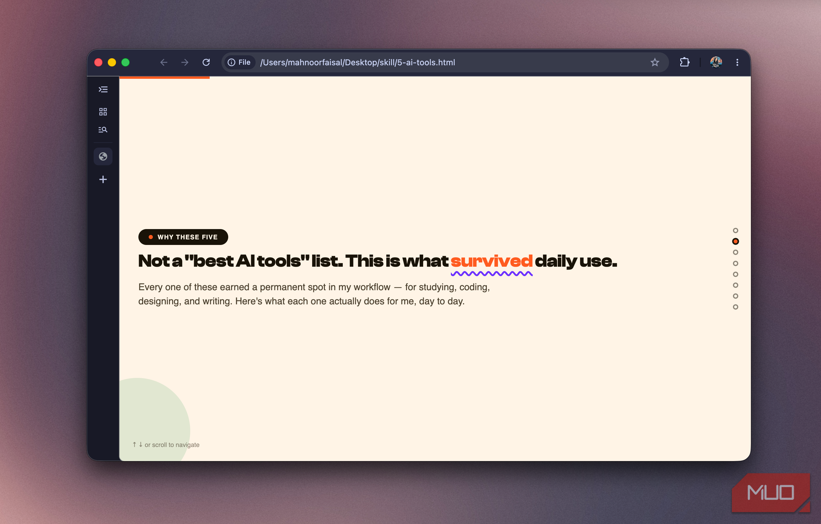Slide intro reading Not a best AI tools list. This is what survived daily use