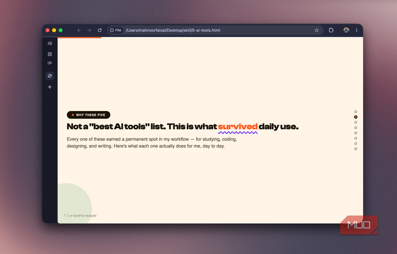 Slide intro reading Not a best AI tools list. This is what survived daily use