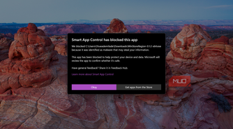 Smart App Control blocked malicious app warning